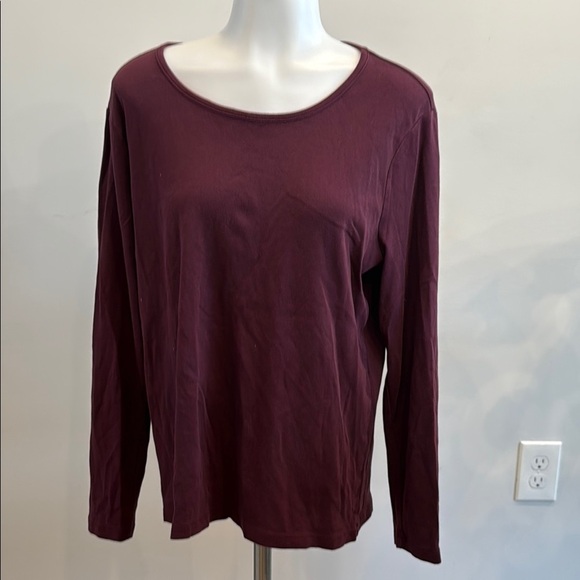 Time and Tru Tops - Time and Tru XL Basic Burgundy Wine Purple Long Sleeve Top